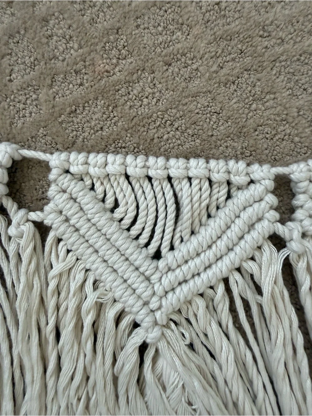 Boho Macrame Wall Hanging Garland in Natural Cream